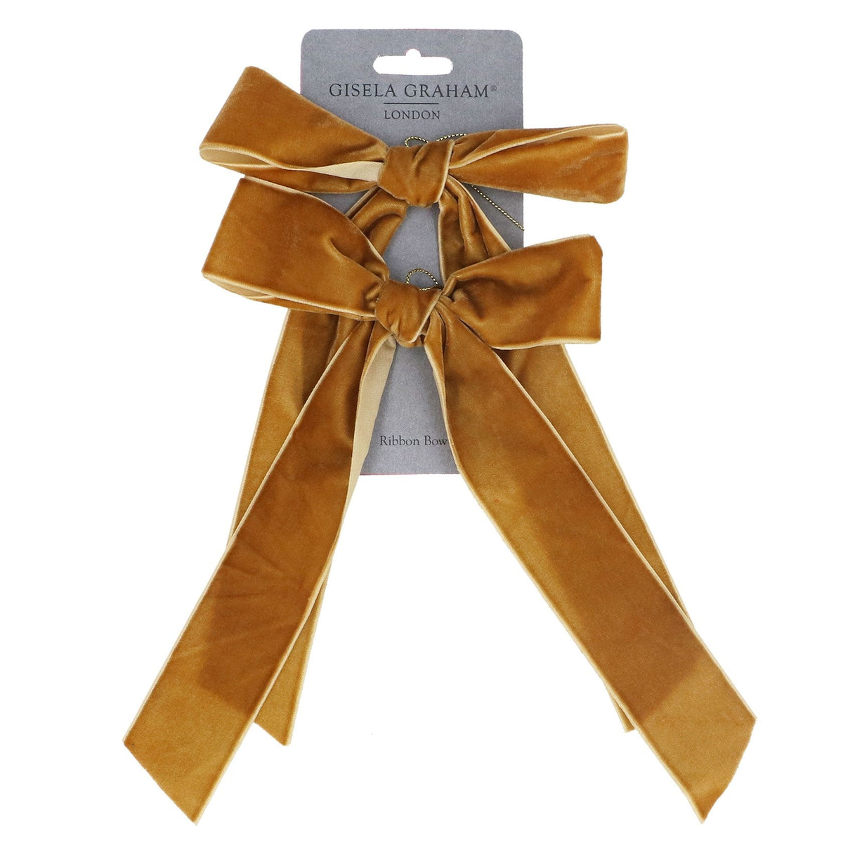 Pair of Velvet Bows, Gold - Angela Reed - Christmas Decorations