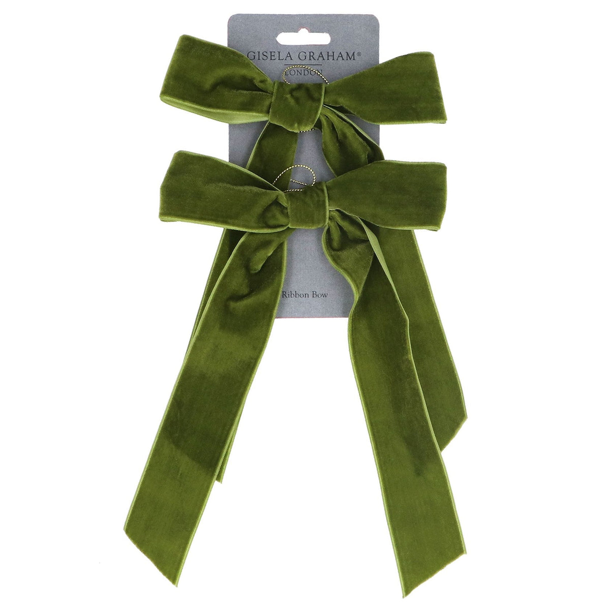Pair of Velvet Bows, Green - Angela Reed - Christmas Decorations