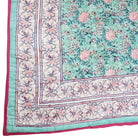 Pale Turquoise Floral Print Cotton Bedspread