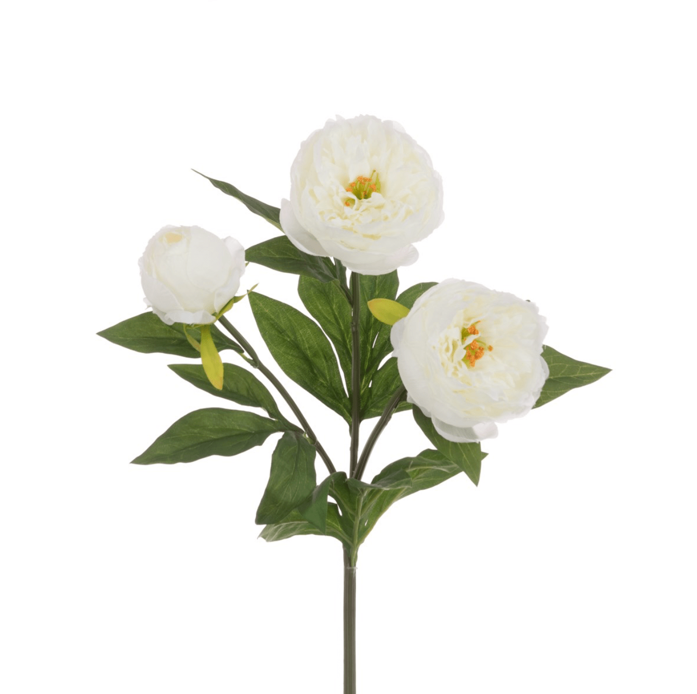 White Peony Spray, 3 Flowers,
