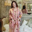 Pink, Cream & Burnt Orange Large Botanical Print Dressing Gown