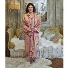 Pink, Cream & Burnt Orange Large Botanical Print Dressing Gown