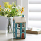 Pottery Village Mini Tealight House, Teal
