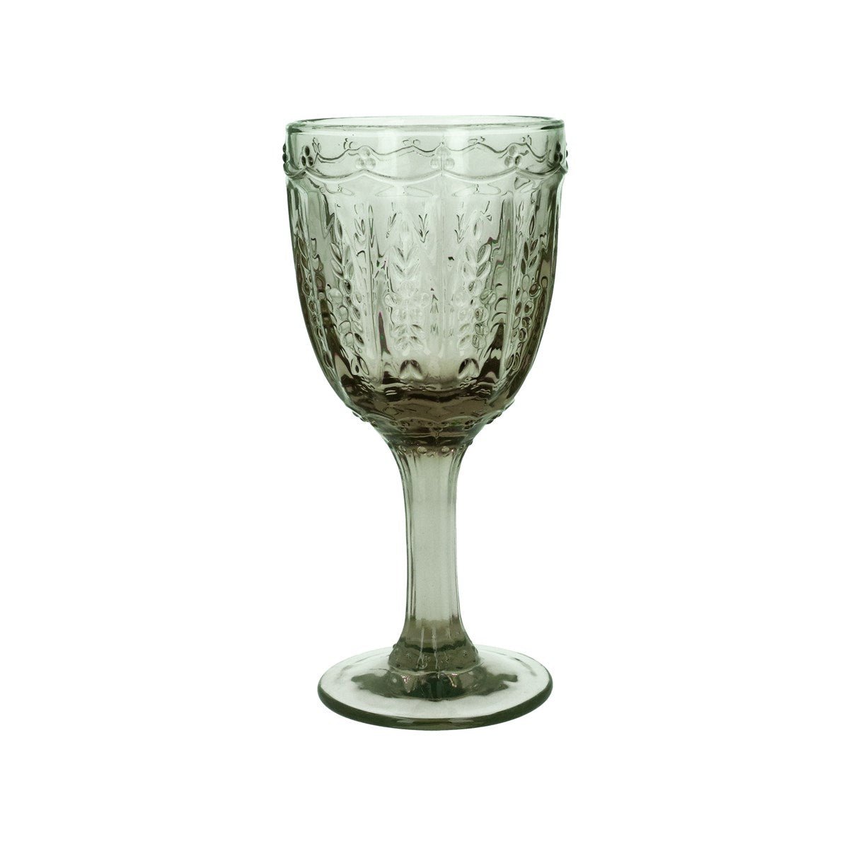 Pressed Glass Wine Goblet, Green