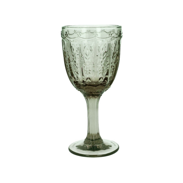 Pressed Glass Wine Goblet, Green