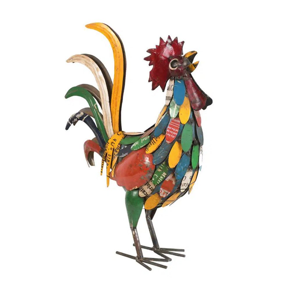 Recycled Metal Multicoloured Rooster
