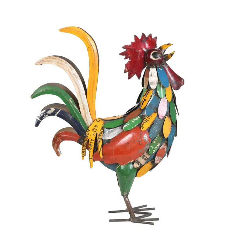 Recycled Metal Multicoloured Rooster