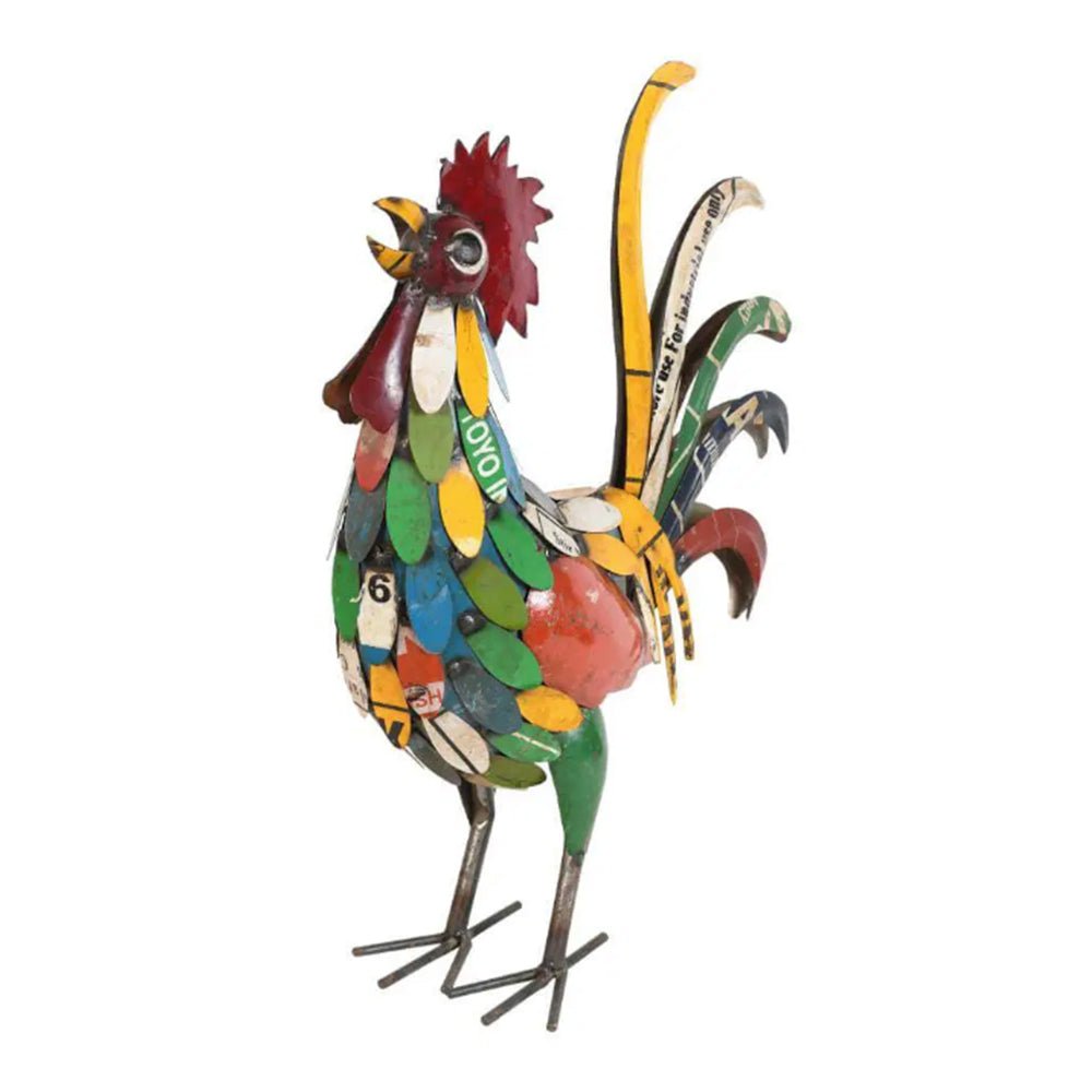 Recycled Metal Multicoloured Rooster