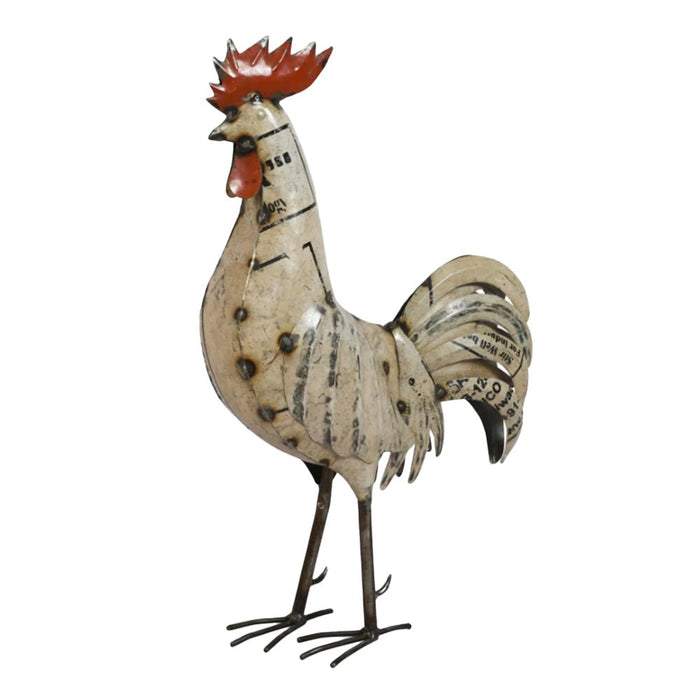 Recycled Metal White Rooster