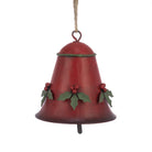 Red Metal Bell with Holly