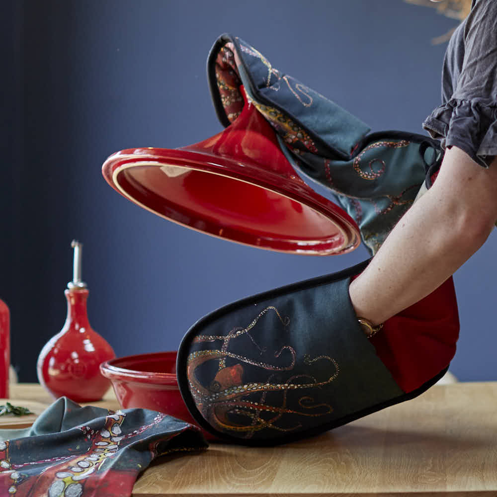Red Octopus Double Oven Glove - Angela Reed -