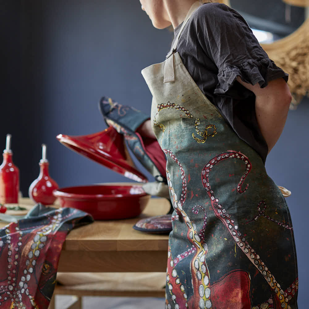 Red Octopus Tea Towel - Angela Reed -