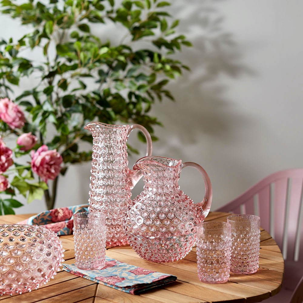 Rose Glass Hobnail Jug