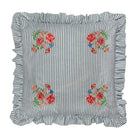 Ruffled Embroidered Cushion in Blue