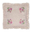 Ruffled Embroidered Cushion in Pink