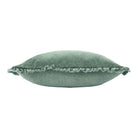 Ruffled Velvet Cushion in Moss Green