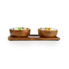 Set of 2 Small Mango Wood Dipping Bowls, Tomato