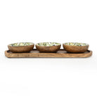 Set of 3 Small Mango Wood Dipping Bowls, Olives
