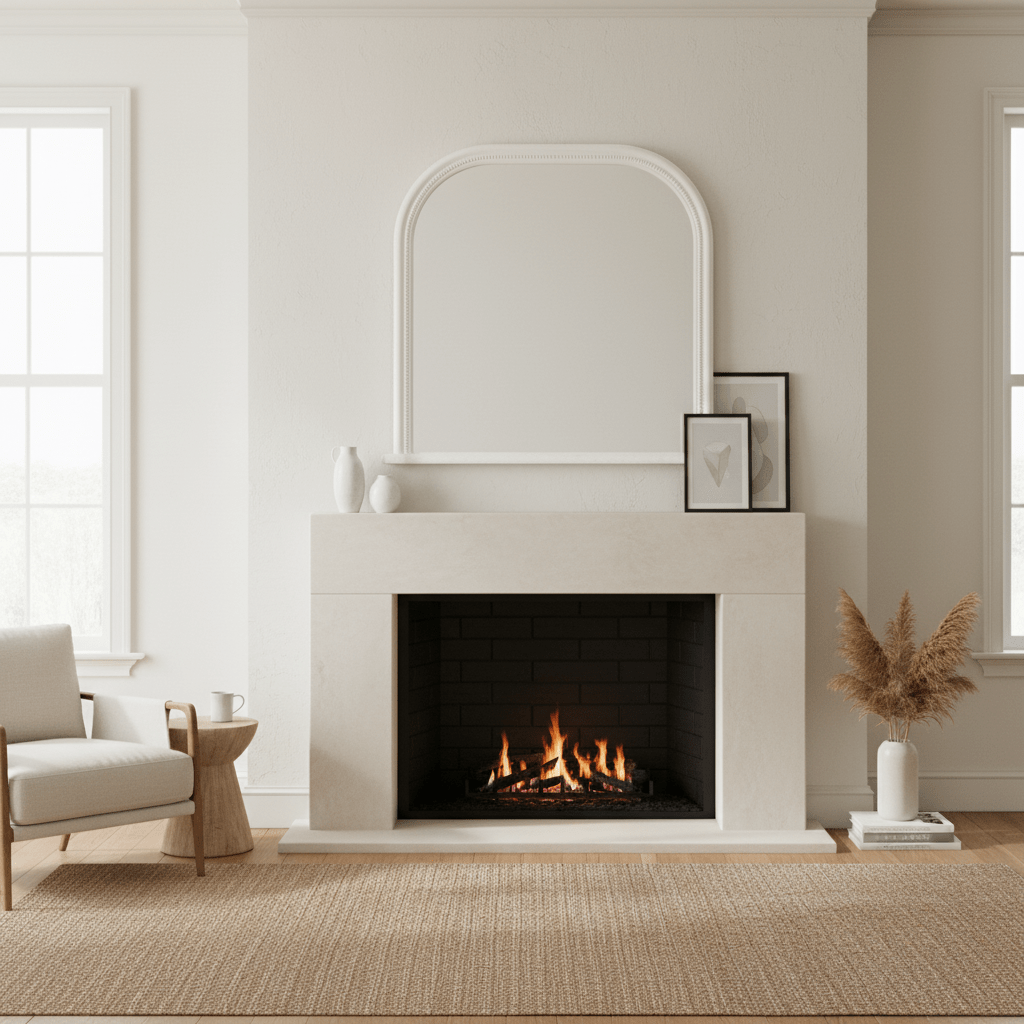 Shoreline Overmantle Mirror, White