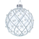 Silver Glitter Trellis and Pearl Bauble - Angela Reed - Christmas Decorations