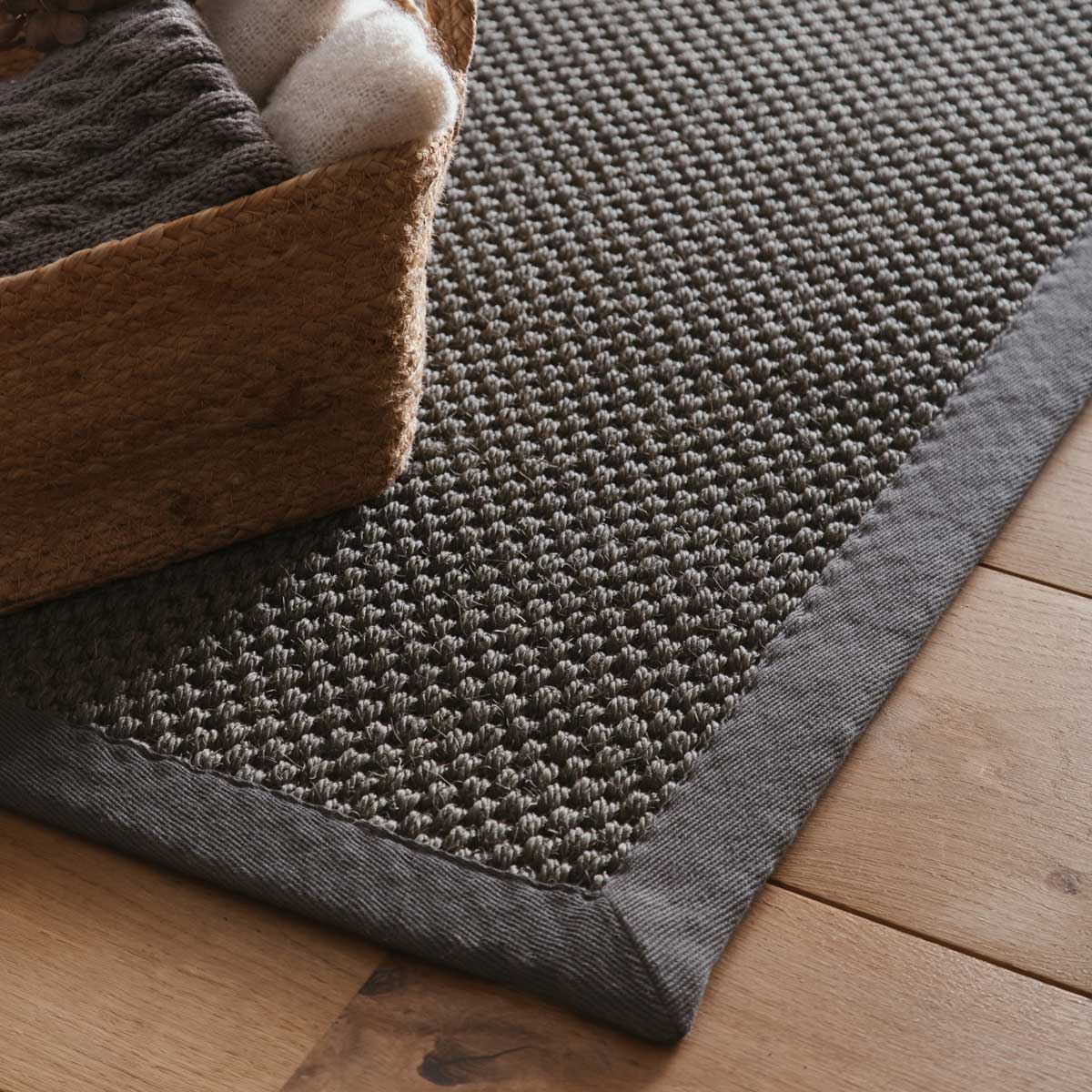 Sisal Rug Grey with Dark Grey Border 120 x 170cm,160 x 230cm,200 x 290cm,67 x 200cm