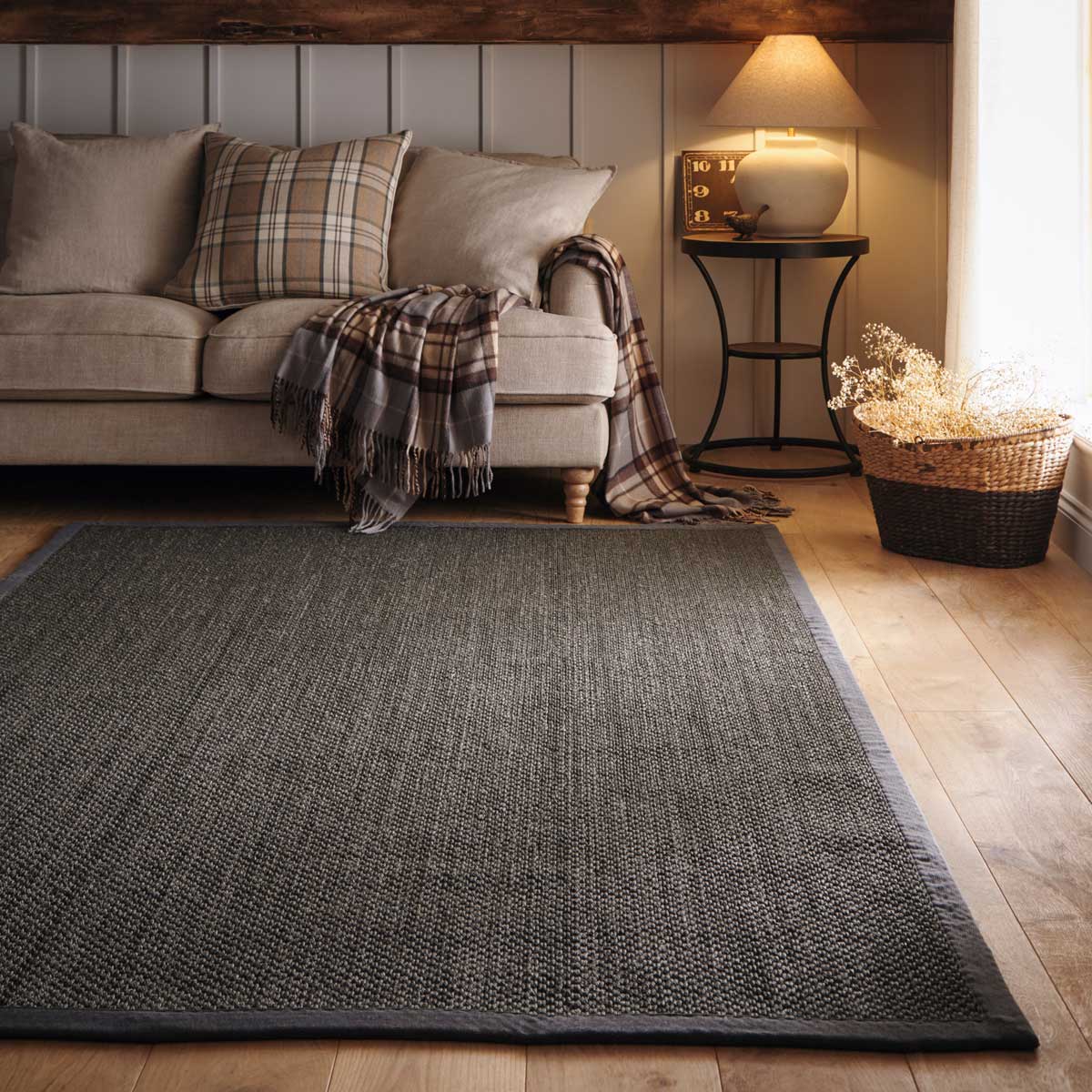 Sisal Rug Grey with Dark Grey Border 120 x 170cm,160 x 230cm,200 x 290cm,67 x 200cm