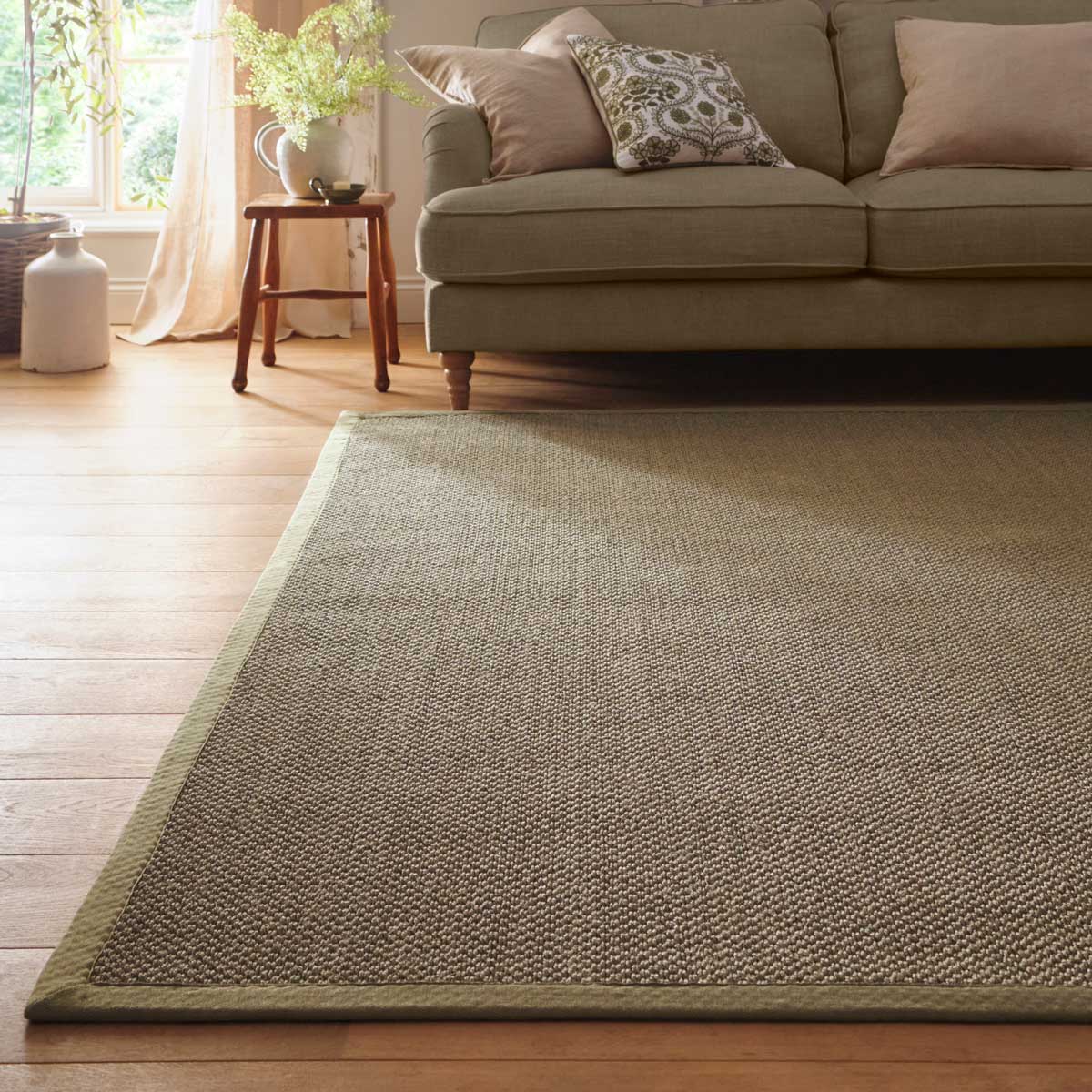 Sisal Rug in Green with Sage Green Border 120 x 170cm,160 x 230cm,200 x 290cm,67 x 200cm