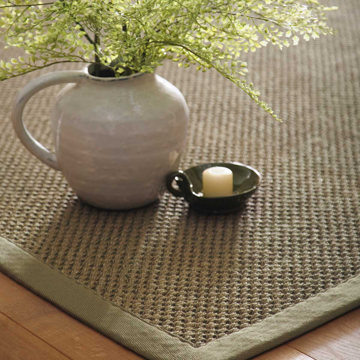 Sisal Rug in Green with Sage Green Border 120 x 170cm,160 x 230cm,200 x 290cm,67 x 200cm