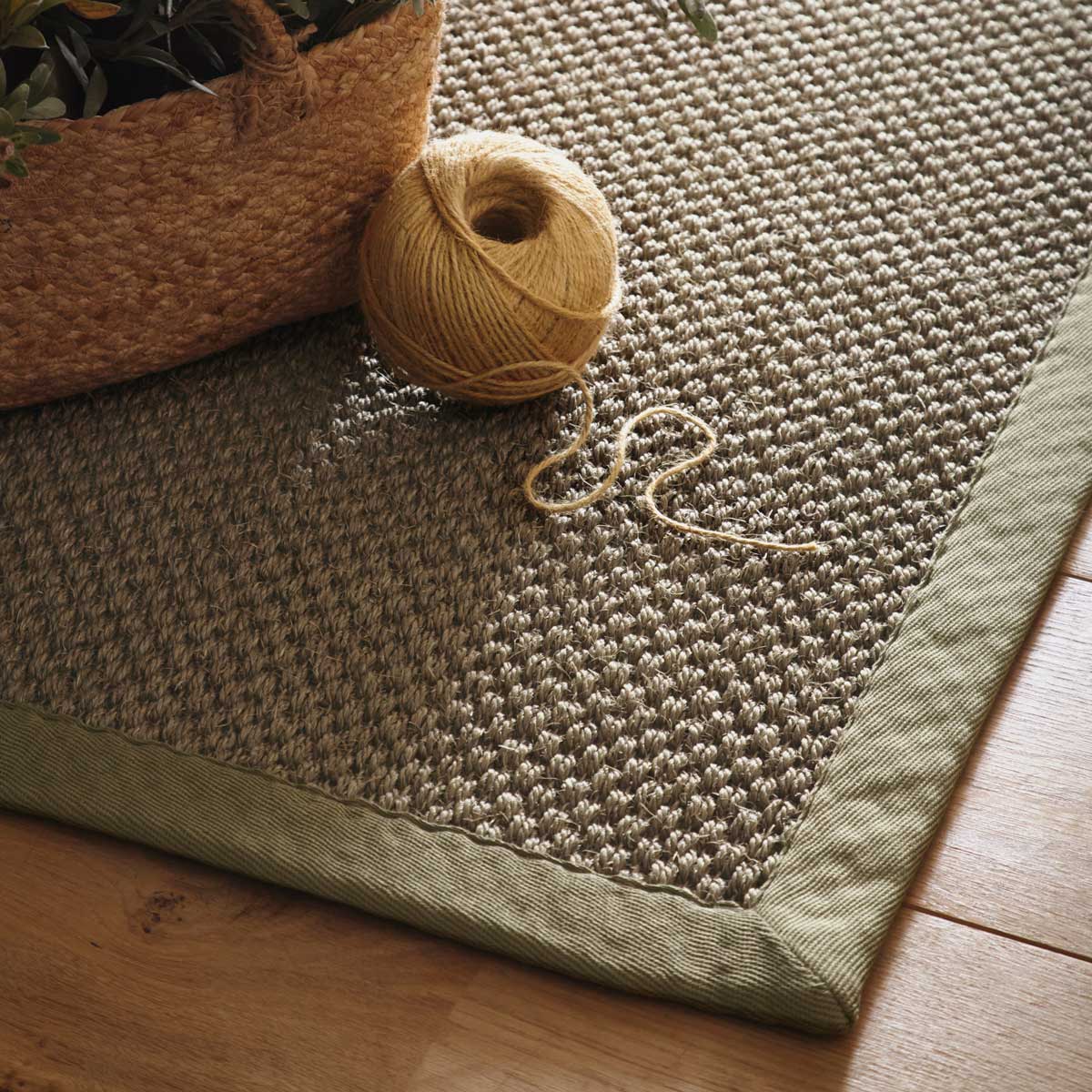 Sisal Rug in Green with Sage Green Border 120 x 170cm,160 x 230cm,200 x 290cm,67 x 200cm