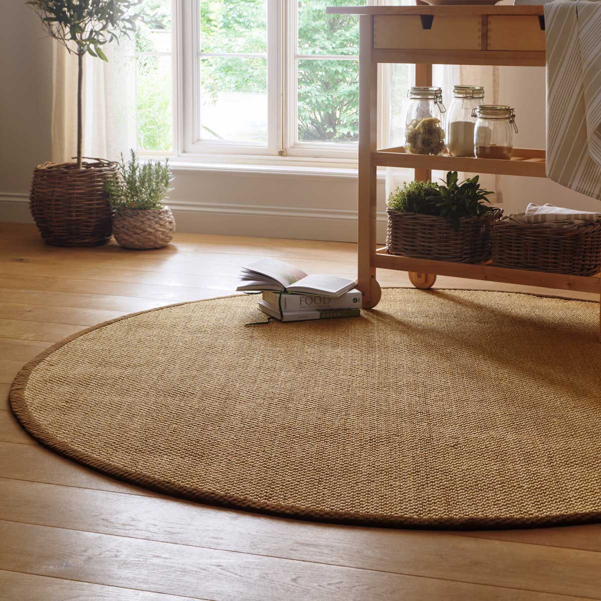Sisal Rug in Natural with Dark Brown Border 120 x 170cm,160 x 230cm,200 x 290cm,67 x 200cm