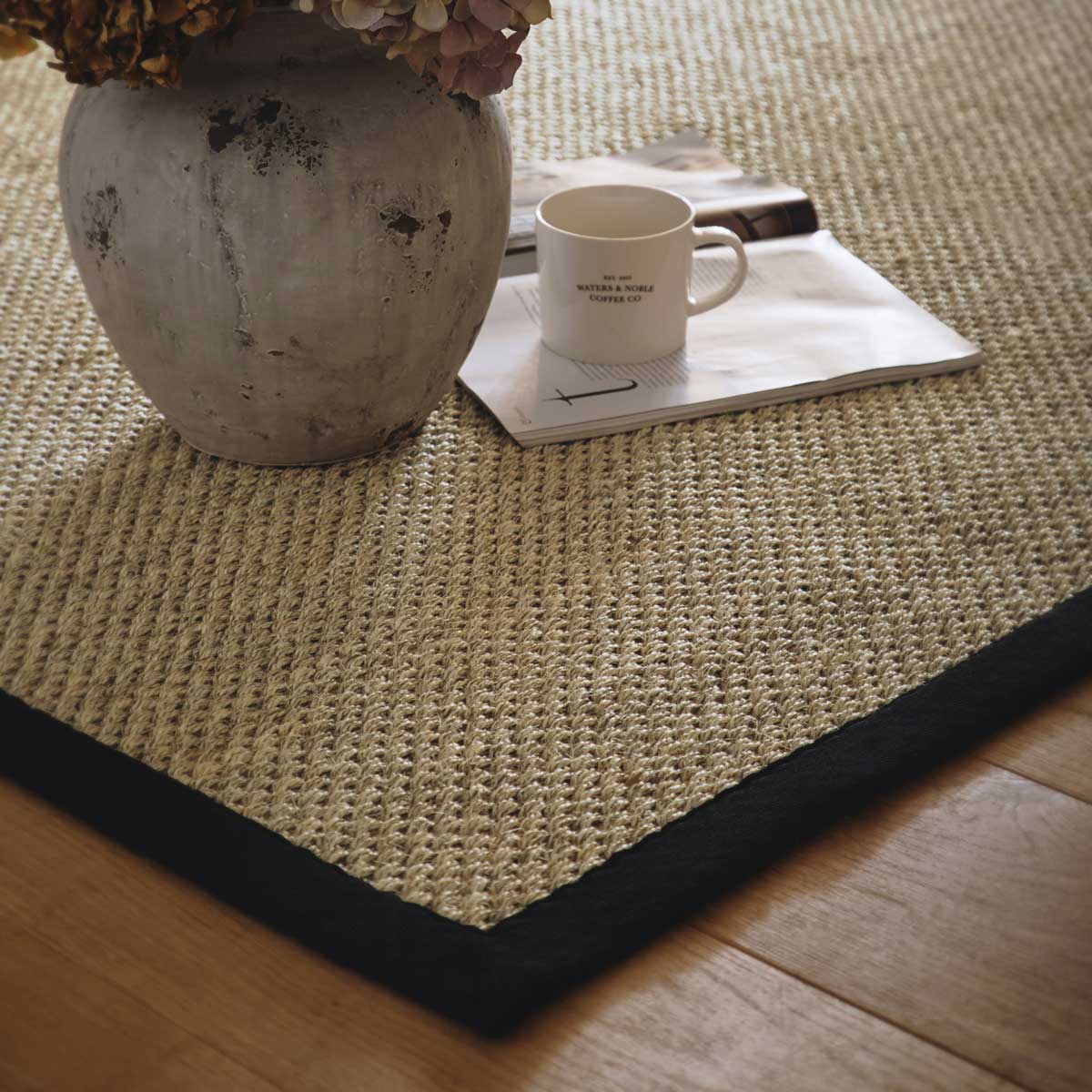 Sisal Rug Light Beige with Black Border 120 x 170cm,160 x 230cm,200 x 290cm,67 x 200cm