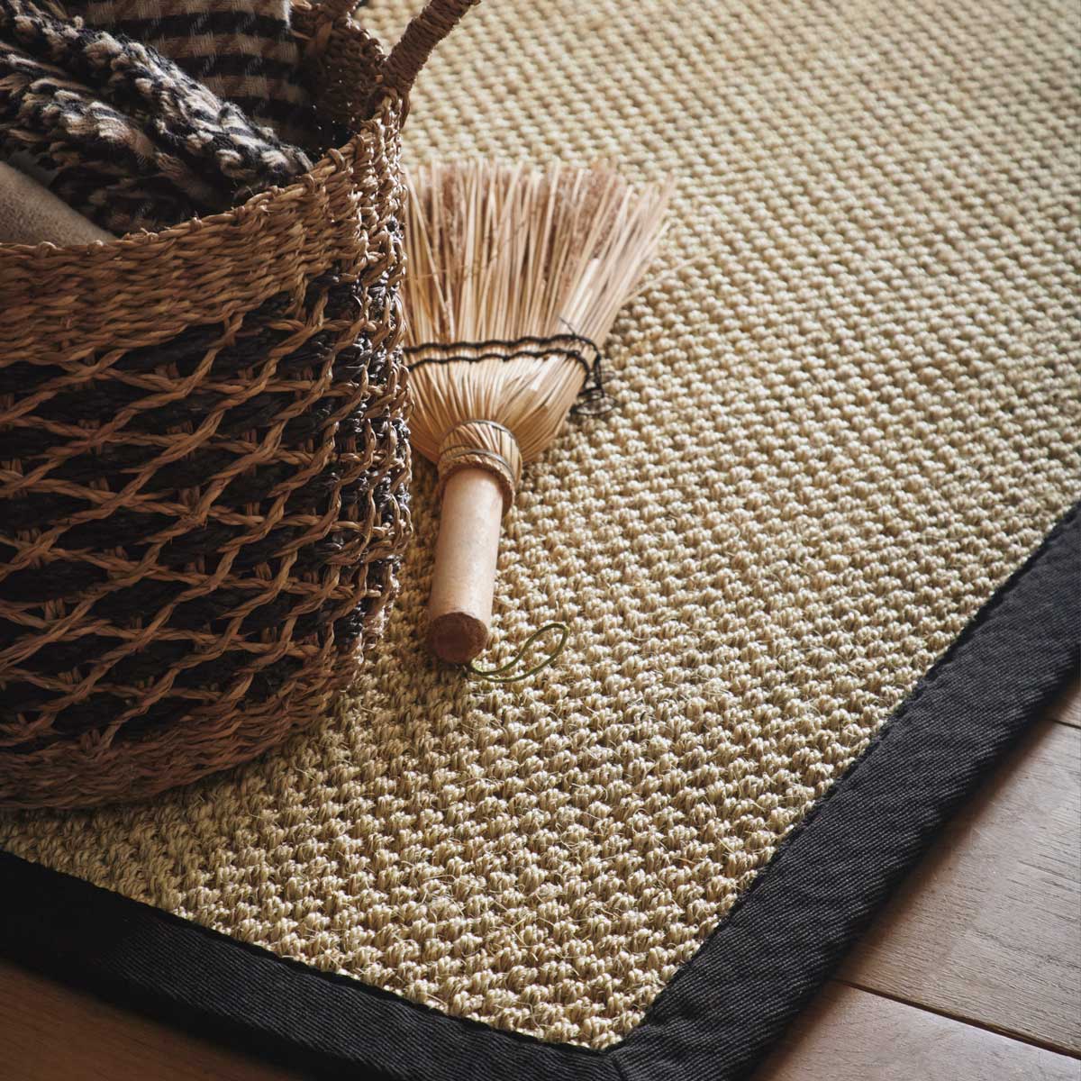 Sisal Rug Light Beige with Black Border 120 x 170cm,160 x 230cm,200 x 290cm,67 x 200cm