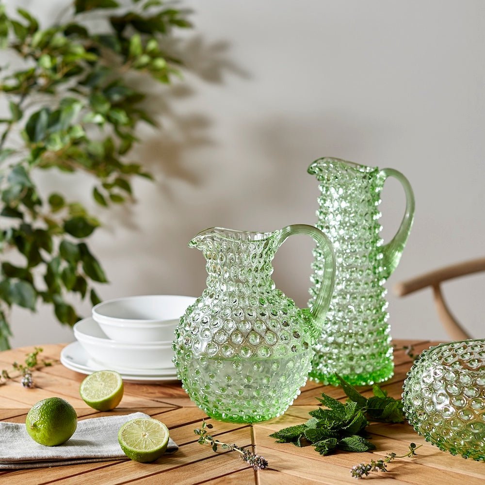Spring Green Glass Hobnail Jug