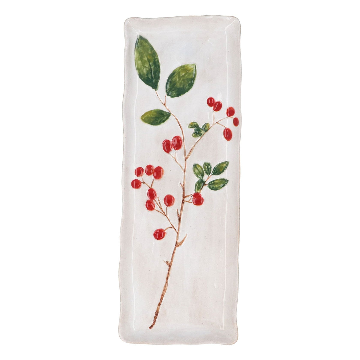 Stoneware Rectangular Plate, Red Berries - Angela Reed - Christmas Decorations