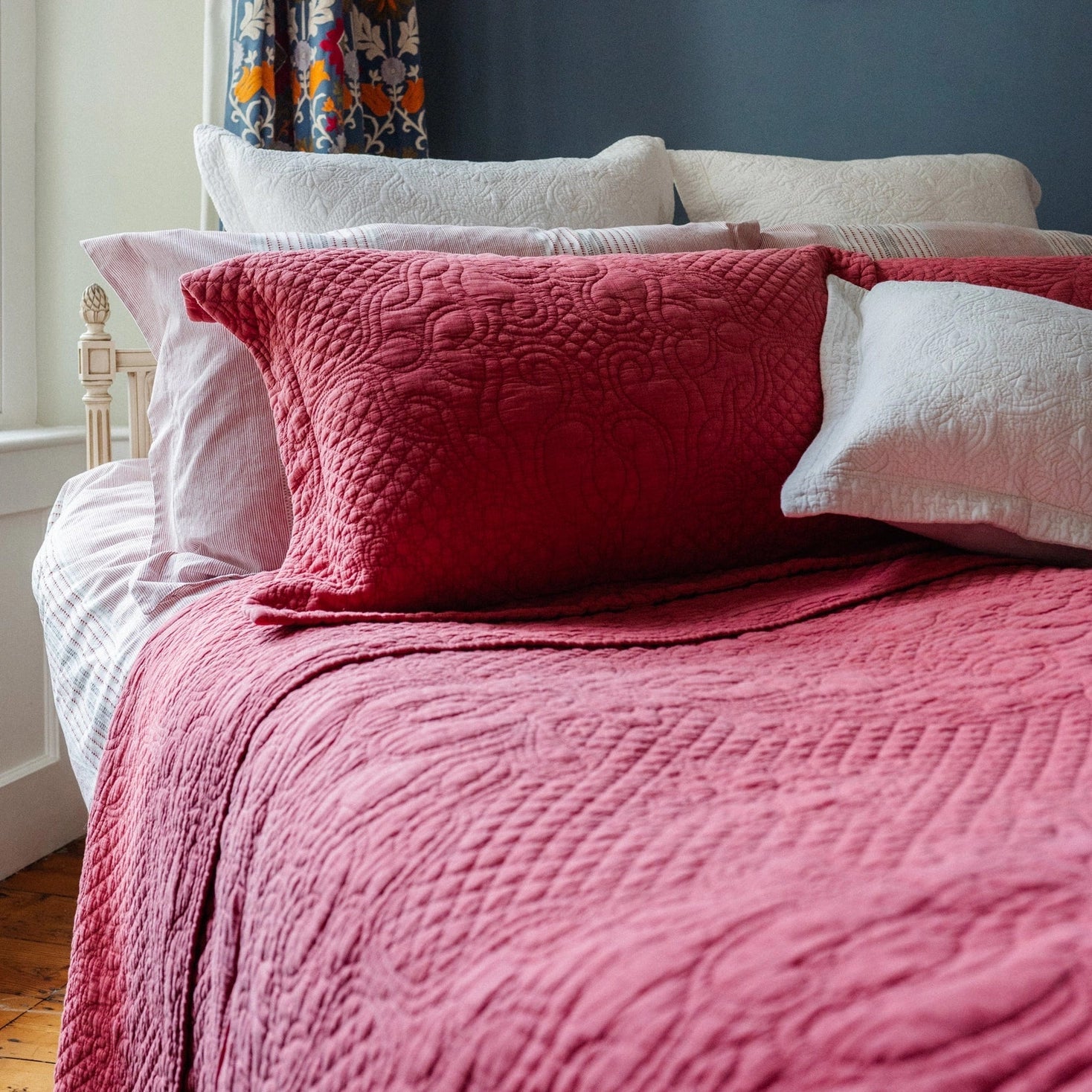 Stonewash Cotton Bedspread, Terracotta Single 190 x 260 cm,One Size 250 x 260 cm - to fit&nbsp;Double or King Size bed,Superking 305 x 280 cm