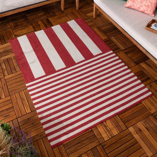 Stripe Indoor/Outdoor Rug Red,Green
