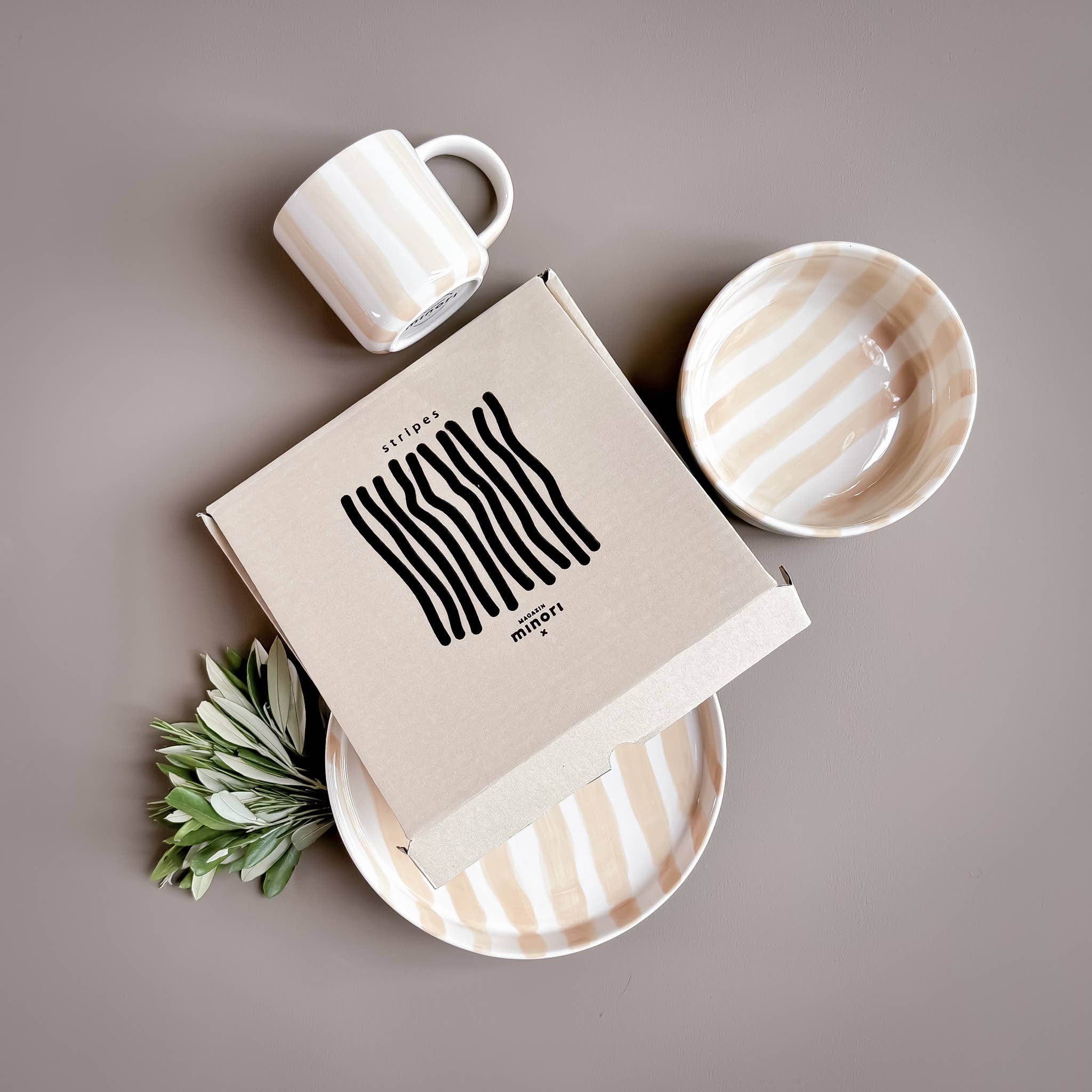 Striped Plate, Boho Beige