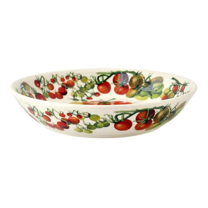Side profile of the Emma Bridgewater Tomatoes pasta bowl showing the vine pattern on the exterior