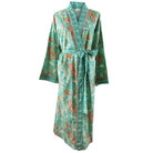 Turquoise, Pink & Olive Block Floral Print Dressing Gown