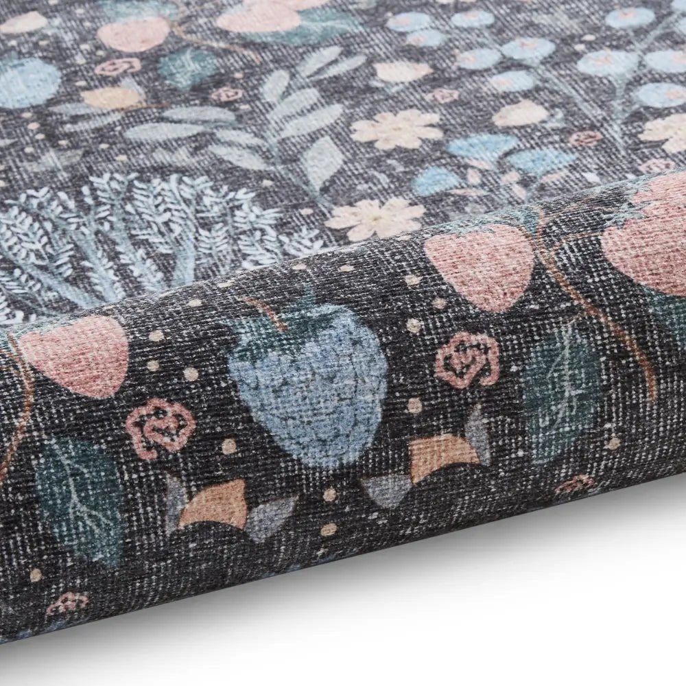 Versailles Washable Rug, Black/Blue 61 x 230cm runner,122 x 170cm,152 x 230cm,180 x 270cm