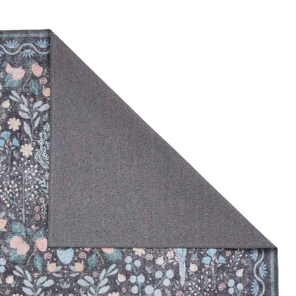 Versailles Washable Rug, Black/Blue 61 x 230cm runner,122 x 170cm,152 x 230cm,180 x 270cm