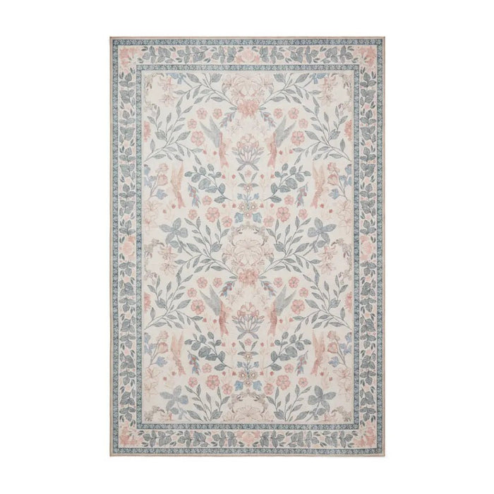 Versailles Washable Rug, Neutral Beige/Blue 61 x 230cm runner,122 x 170cm,152 x 230cm,180 x 270cm