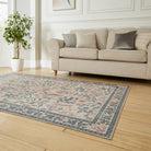Versailles Washable Rug, Neutral Beige/Blue 61 x 230cm runner,122 x 170cm,152 x 230cm,180 x 270cm