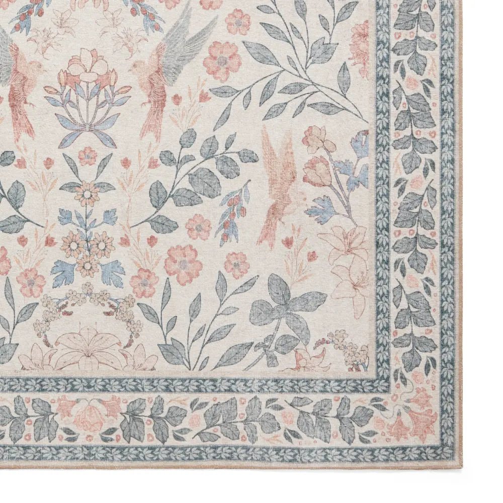 Versailles Washable Rug, Neutral Beige/Blue 61 x 230cm runner,122 x 170cm,152 x 230cm,180 x 270cm