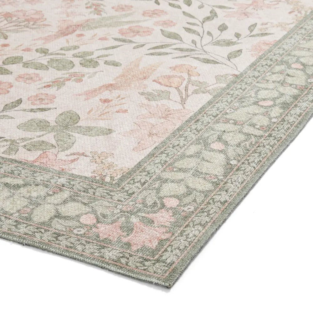 Versailles Washable Rug, Neutral Beige/Green 61 x 230cm runner,122 x 170cm,152 x 230cm,180 x 270cm