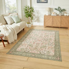 Versailles Washable Rug, Neutral Beige/Green 61 x 230cm runner,122 x 170cm,152 x 230cm,180 x 270cm