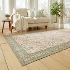 Versailles Washable Rug, Neutral Beige/Green 61 x 230cm runner,122 x 170cm,152 x 230cm,180 x 270cm