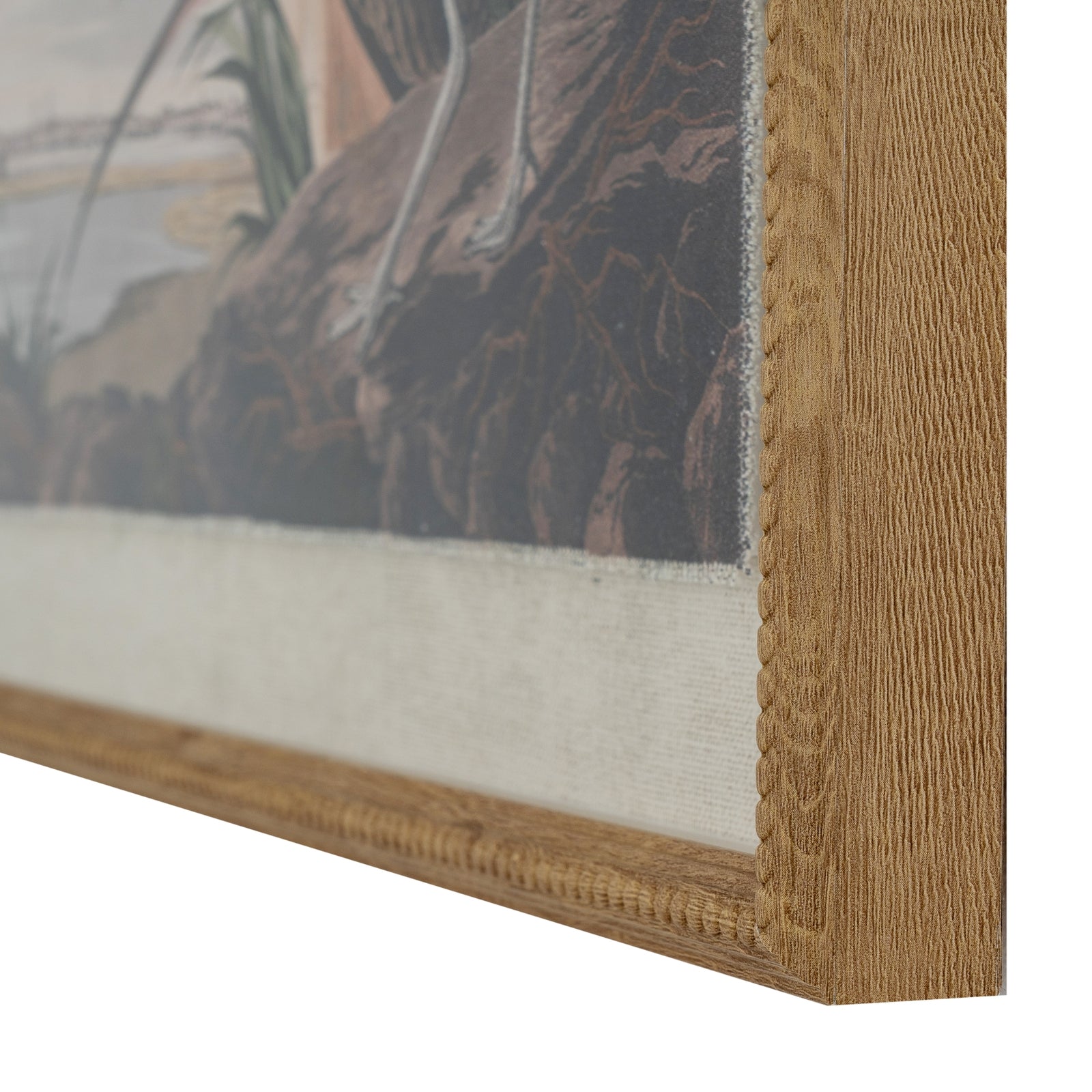 Vintage Style Curlews On Linen In Wooden Frame