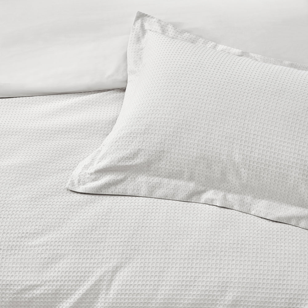 Waffle Duvet Set, White Double (4'6) Bed,Single (3') Bed,Kingsize (5') Bed