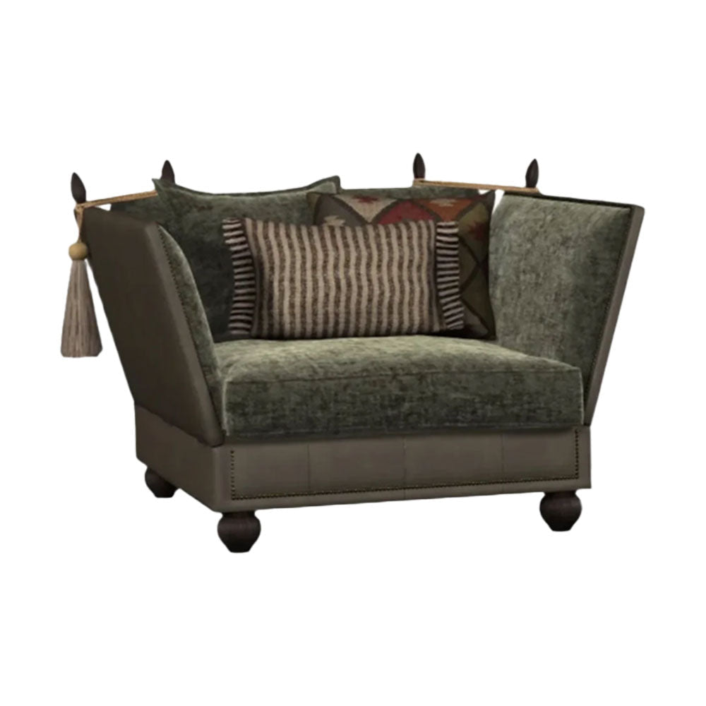 Warwick Leather Snuggler with Velvet Seat Cushions
